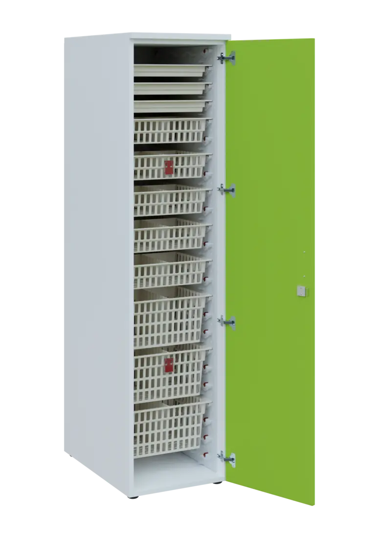EUROMEDICA D - 46 ABS skříň léková boxová, 1-dveřová, pravá, 1950x460x735, korpus bílý, dvířka jarní